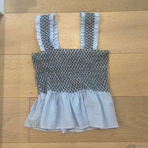 Ganni Blue Gingham Print Tank